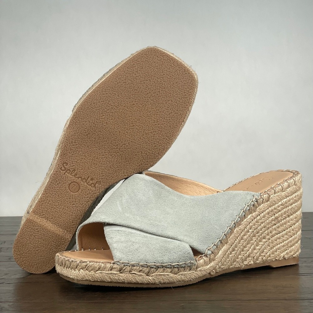 Splendid Britt Espadrille Wedge Sandals Womens 7.5 Suede Wedding Formal Beach